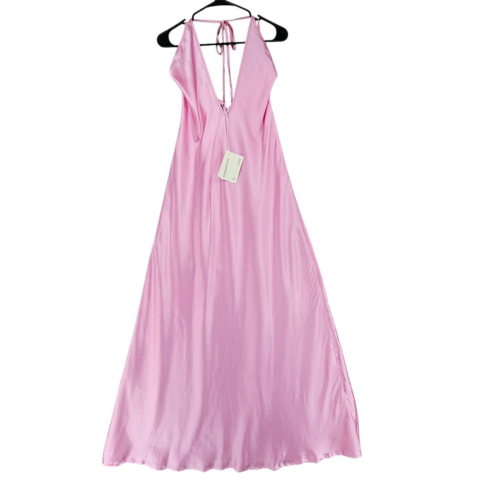 Peppermayo Maxi Slip Dress 8 Noir Symphony Pink Halter Satin Backless Formal NEW - Picture 3 of 13